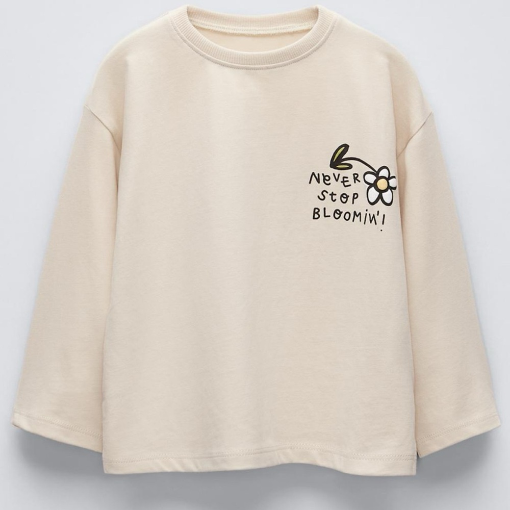 Zara Kids Cream Printed T-Shirt Size 6yrs